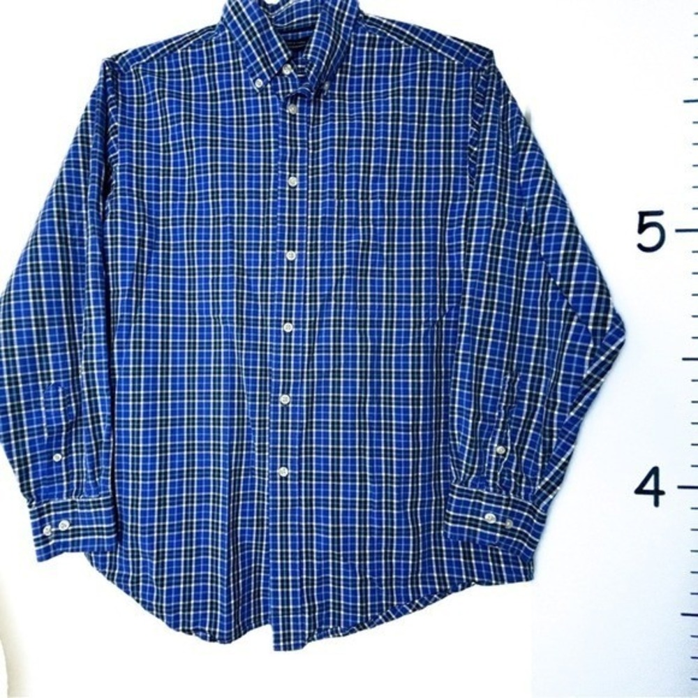 Roundtree & Yorke Blue Plaid‎ Button-down Front Shirt Men's Large